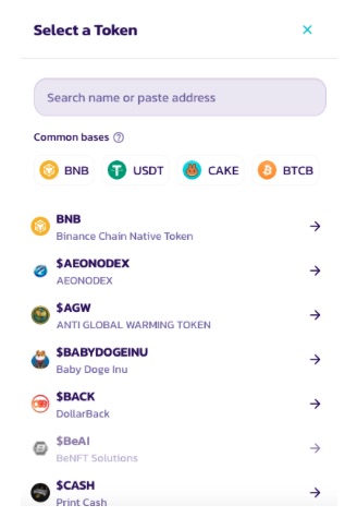 Listing PancakeSwap - price range