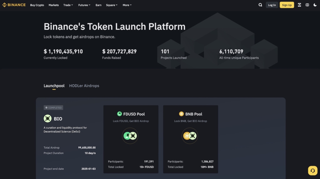 best crypto launchpads - Binance